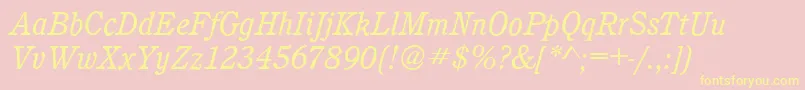 CalgaryBookitalic-Schriftart – Gelbe Schriften auf rosa Hintergrund