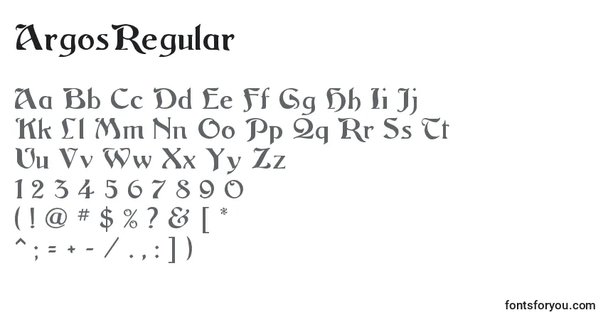 Schriftart ArgosRegular – Alphabet, Zahlen, spezielle Symbole