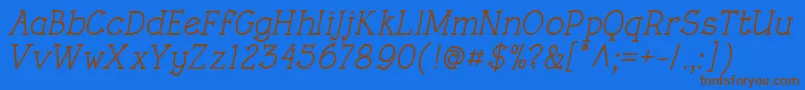 RoughLtMediumItalic Font – Brown Fonts on Blue Background