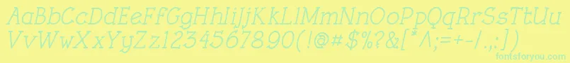 RoughLtMediumItalic Font – Green Fonts on Yellow Background