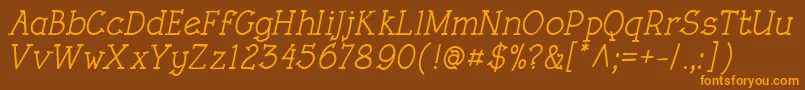 RoughLtMediumItalic Font – Orange Fonts on Brown Background