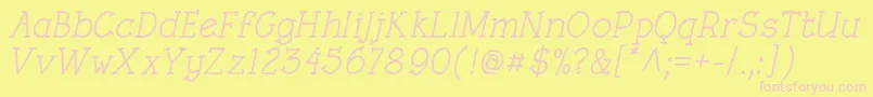 RoughLtMediumItalic Font – Pink Fonts on Yellow Background