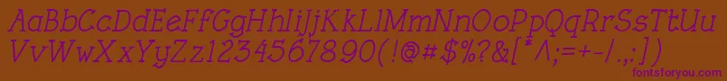 RoughLtMediumItalic Font – Purple Fonts on Brown Background