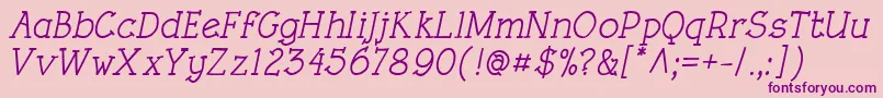 RoughLtMediumItalic Font – Purple Fonts on Pink Background