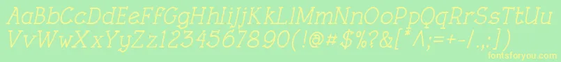 RoughLtMediumItalic Font – Yellow Fonts on Green Background