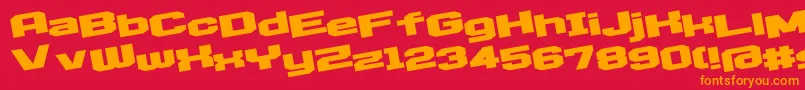 フォントD3EgoistismLeaning – 赤い背景にオレンジの文字