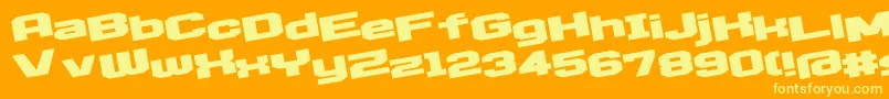 D3EgoistismLeaning-Schriftart – Gelbe Schriften auf orangefarbenem Hintergrund