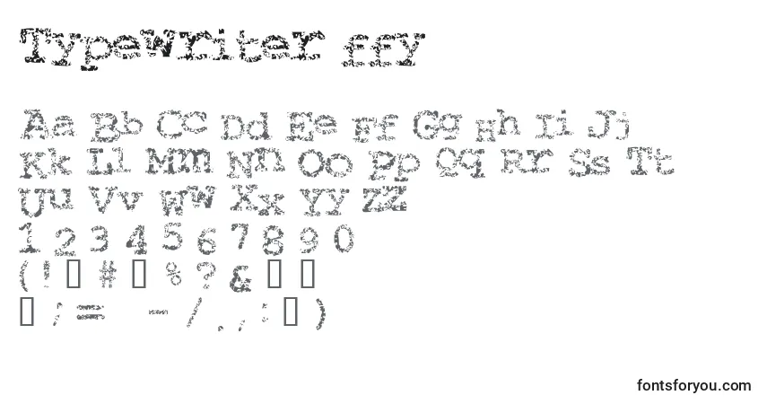 A fonte Typewriter ffy – alfabeto, números, caracteres especiais
