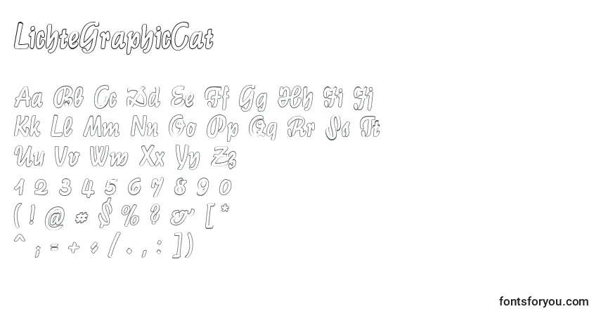 A fonte LichteGraphicCat – alfabeto, números, caracteres especiais