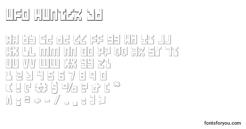 Шрифт Ufo Hunter 3D – алфавит, цифры, специальные символы