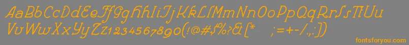 フォントRondka – オレンジの文字は灰色の背景にあります。