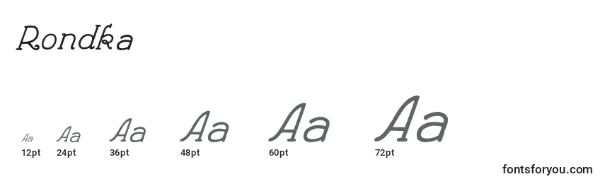 Размеры шрифта Rondka
