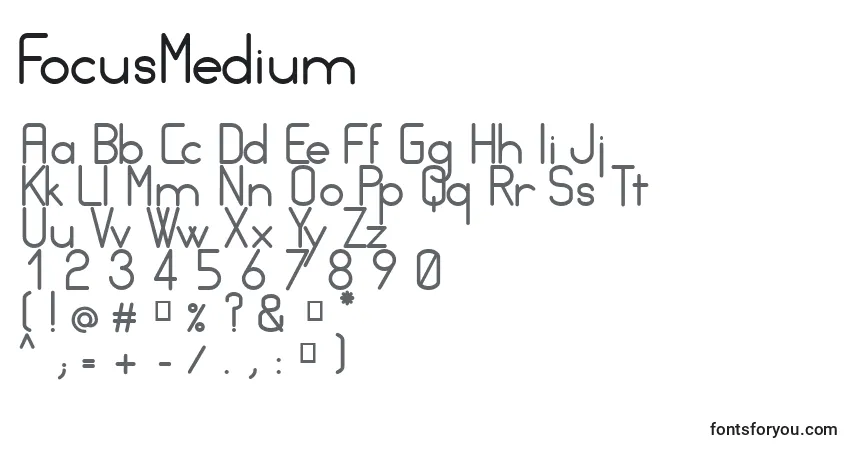 A fonte FocusMedium – alfabeto, números, caracteres especiais