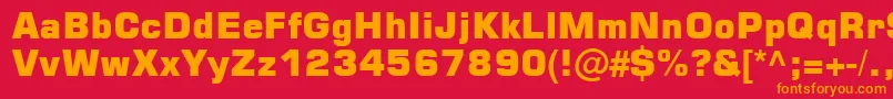 フォントSquare721 Blk Normal – 赤い背景にオレンジの文字