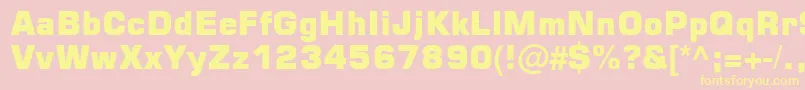 Square721 Blk Normal-Schriftart – Gelbe Schriften auf rosa Hintergrund