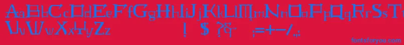 JmhLaudanumEg Font – Blue Fonts on Red Background