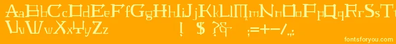 フォントJmhLaudanumEg – オレンジの背景に黄色の文字