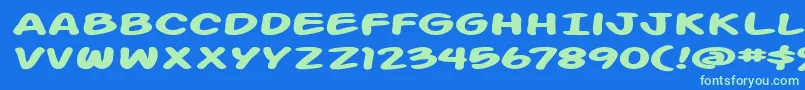 ActionManExtendedBold Font – Green Fonts on Blue Background