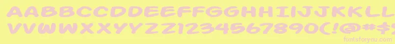 ActionManExtendedBold-Schriftart – Rosa Schriften auf gelbem Hintergrund