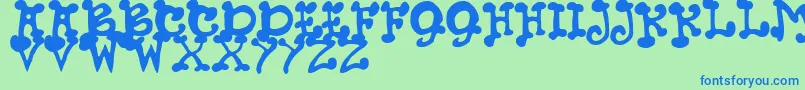 JmhPetsCaps Font – Blue Fonts on Green Background