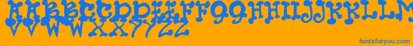 JmhPetsCaps-Schriftart – Blaue Schriften auf orangefarbenem Hintergrund