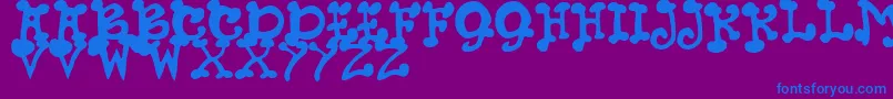 JmhPetsCaps Font – Blue Fonts on Purple Background