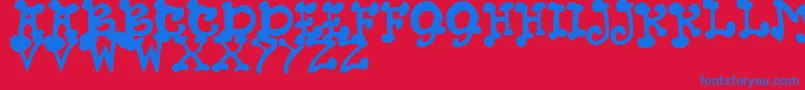 JmhPetsCaps Font – Blue Fonts on Red Background