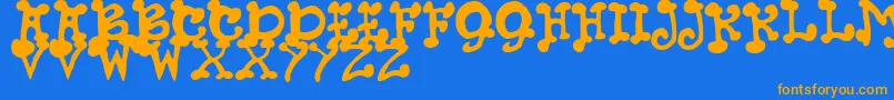 JmhPetsCaps Font – Orange Fonts on Blue Background