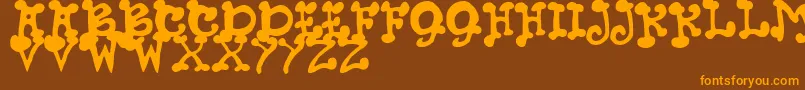 JmhPetsCaps Font – Orange Fonts on Brown Background