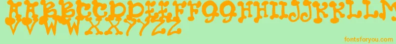 JmhPetsCaps Font – Orange Fonts on Green Background