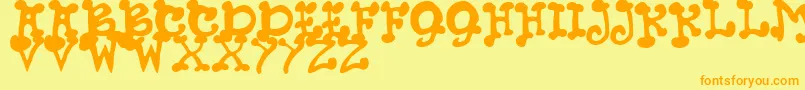 JmhPetsCaps Font – Orange Fonts on Yellow Background