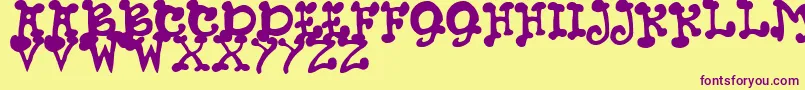 JmhPetsCaps Font – Purple Fonts on Yellow Background