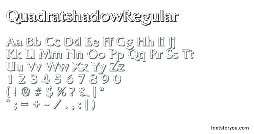 Czcionka QuadratshadowRegular – alfabet, cyfry, specjalne znaki