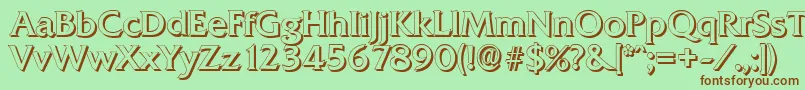 QuadratshadowRegular-fontti – ruskeat fontit vihreällä taustalla