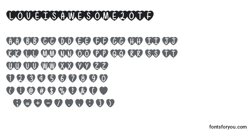 Czcionka LoveIsAwesome2Otf – alfabet, cyfry, specjalne znaki
