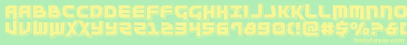 フォントMoltorspunch – 黄色の文字が緑の背景にあります