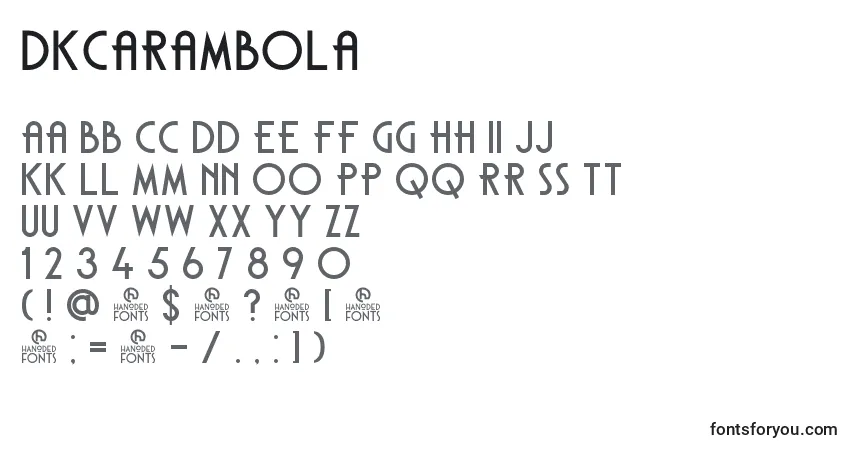 A fonte DkCarambola – alfabeto, números, caracteres especiais
