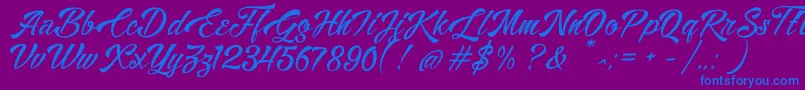 Шрифт AlisandraDemo – синие шрифты на фиолетовом фоне