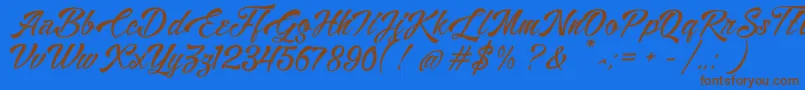 フォントAlisandraDemo – 茶色の文字が青い背景にあります。