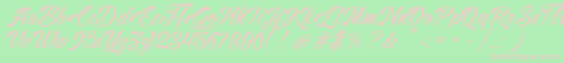 AlisandraDemo-fontti – vaaleanpunaiset fontit vihreällä taustalla