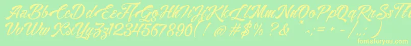 AlisandraDemo Font – Yellow Fonts on Green Background