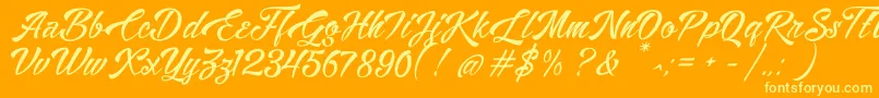 AlisandraDemo-Schriftart – Gelbe Schriften auf orangefarbenem Hintergrund