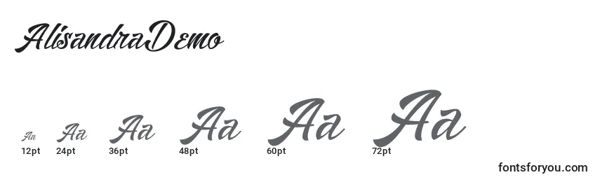 Размеры шрифта AlisandraDemo