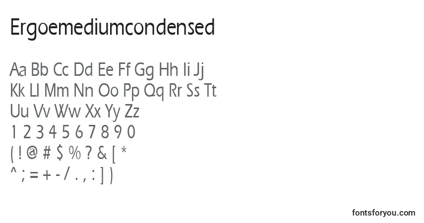 A fonte Ergoemediumcondensed – alfabeto, números, caracteres especiais