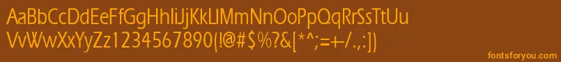 Fonte Ergoemediumcondensed – fontes laranjas em um fundo marrom