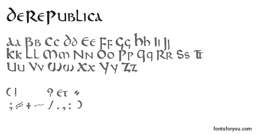Шрифт DeRePublica – алфавит, цифры, специальные символы