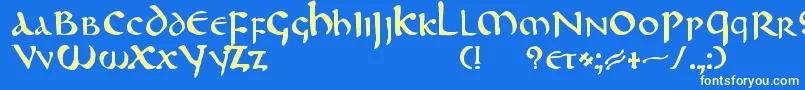 DeRePublica Font – Yellow Fonts on Blue Background