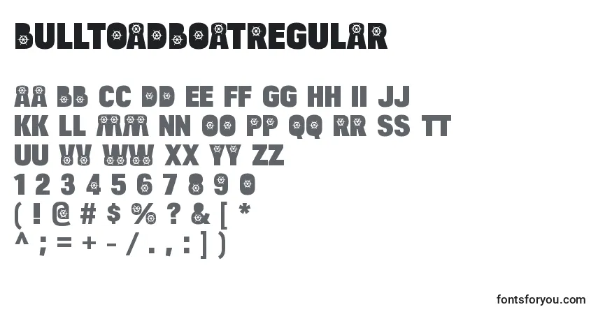Schriftart BulltoadboatRegular – Alphabet, Zahlen, spezielle Symbole