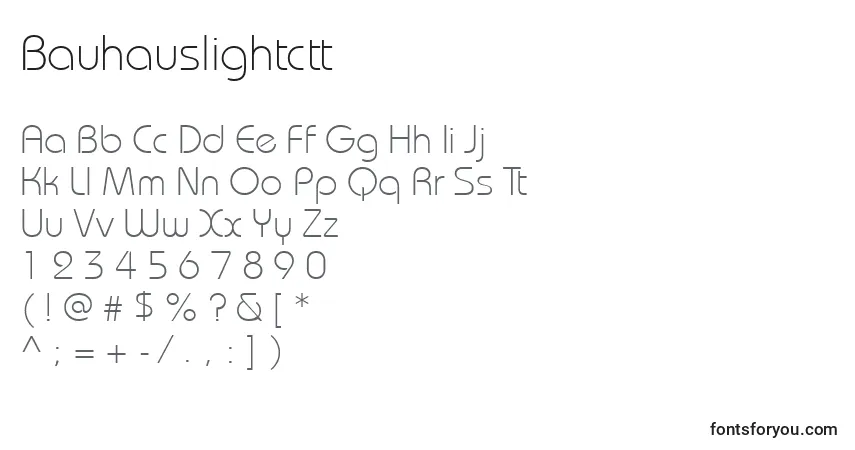 A fonte Bauhauslightctt – alfabeto, números, caracteres especiais