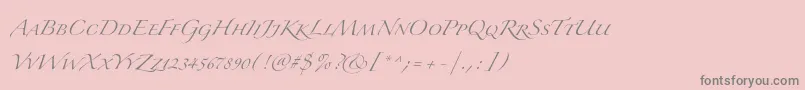 フォントZapfinoextraltSmallcaps – ピンクの背景に灰色の文字